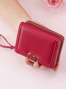 Women Short Zipper Tri-Fold Wallet With Butterfly Metal Decor Fashion New Multi-Card Slot Handheld Coin Purse Wallet Purse Wallet Mini Wallet Small Wallet - màu đen - Xem 6