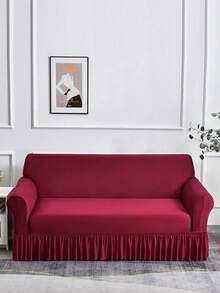 1 غطاء كنبة مطاطي بتصميم تنورة، مصنوع من قماش بوليستر حديث، قابل للغسل في الغسالة، مقاوم للأتربة والبقع، مناسب لجميع الفصول - عنابي اللون - مشاهدة 7