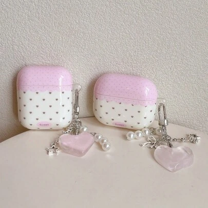 心形图案耳机保护套，心形吊坠耳机套，IMD防震耳机保护壳，适用于 1/2/3/4/Pro