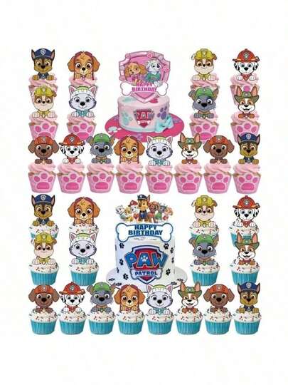 17/34pcs Pink Birthday Party Decorations, Cake Toppers, Cards, Fruits, Birthday Party Supplies