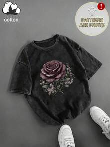 Áo thun nữ cỡ lớn màu hồng nhạt cổ tròn tay ngắn, kiểu dáng thường ngày, thích hợp mặc mùa xuân/hè/thu, phù hợp cho trang phục mùa hè, quần áo mùa hè, trang phục nghỉ hè, áo kiểu mùa hè cho nữ màu đen. - màu đen - Xem 3