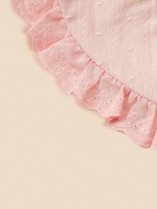 1 pieza Babero de encaje y flor de princesa para bebé, babero de babeo de alta calidad con estilo vintage para la temporada de bodas, con borde floral, adecuado para salidas diarias y regalos para niñas bebé - Rosa - Ver 4
