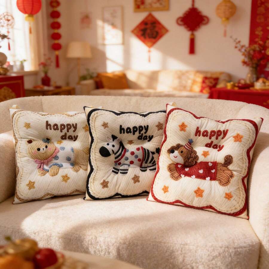 1 chiếc đệm ghế hình chó hoạt hình dày dặn, đệm ngồi vuông/tròn, đệm lưng cho nhà/văn phòng, chiếu tatami. - Nhiều màu - Xem 1