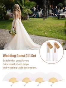 45/30/15/5/1件裝摺疊紙扇流蘇婚禮賓客禮品組，新娘婚前派對伴手禮、婚禮儀式手扇、婚禮接待裝飾、伴娘拍照道具、婚禮攝影配件、新娘婚禮扇、婚禮迎賓簽到禮品、單身女郎派對伴手禮、睡衣派對小禮物 - 多色 - 查看 5