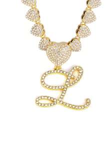 字母吊坠项链 迈阿密链条项链 女士嘻哈镶钻字母吊坠项链 珠宝礼物 - 愛心字母項鍊 - 查看 33