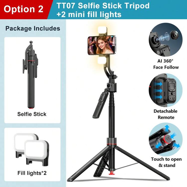 AXNEN 1760mm/69in Auto-Deploying Retractable Tripod With One-Touch Pop-Up Floor Stand, Wireless Remote Control And Dimmable Fill Light, Detachable Phone Holder, Compatible With IPhone/Android And Other Smartphones, Suitable For Travel, Vlogs, Live Streaming, Outdoor Photography, Influencer Shooting. - View 12