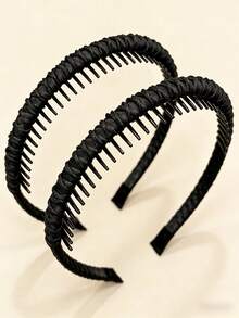 2pcs High Crown Hair Hoop With Teeth, Non-Slip Wrap Headband, Elegant Versatile Hair Accessory Hair Band Hairband - Multicolor - View 7