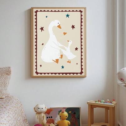 Tranh trang trí mẹ ngỗng và ngỗng con theo phong cách Bohemian, tranh treo tường phòng trẻ em hiện đại, trang trí Ngày của Mẹ, áp phích Ngày của Mẹ, tranh trang trí động vật nông trại, tranh nghệ thuật phòng trẻ em phong cách mộc mạc, trang trí phong cách Bohemian, tranh nghệ thuật phòng trẻ em dễ thương và vui nhộn, trang trí tường hiện đại sống động, tranh trang trí động vật hoạt hình.