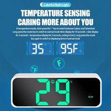 16.0cm Large LED Display Digital Alarm Clock With Voice Control, Adjustable Brightness, Dual Power Mode (USB Or AAA Battery), Rectangular Plastic Travel Alarm Clock Suitable For Bedroom, Living Room, Office - Movie Theme - Multicolor - View 9