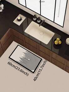 1 件硅胶厨房地垫，黑白渐变同心椭圆线图案，“COOKING NOW”字样印花，现代简约风格，适用于厨房、浴室、玄关、洗衣房、卧室、客厅装饰 - 彩色 - 查看 18