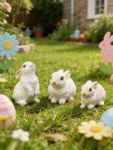 Mini Rabbit Decor, Easter Bunny, Outdoor Garden Ornament Set, Resin Rabbit Sculpture, Garden Animal Statue, Rabbit Figurine For Home Garden Easter Decoration, Best Gift - 1PC - View 5
