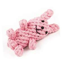 棉绳兔子玩具，耐啃咬，可爱宠物玩具，适合小型、中型和大型犬及幼犬 - 粉色 - 查看 3