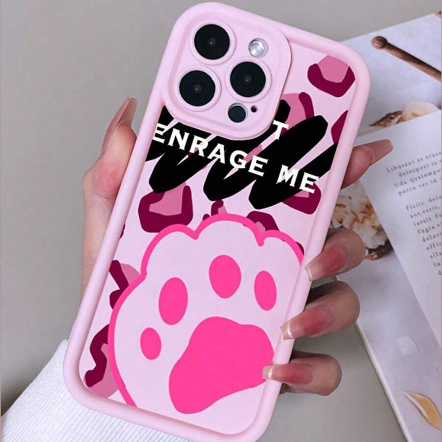 可爱粉彩猫爪图案竹制手机壳，适用于 16 Pro Max、16 Plus、16、16 Pro、15 Pro Max、15 Pro、15 Plus、15、14、14 Plus、14 Pro、14 Pro Max、13、13 Pro、13 Pro Max、12、12 Pro、12 Pro Max、11、11 Pro、11 Pro Max - 粉色 - 查看 1