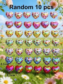 5/10/20/30/50pcs Multi-Color Fashionable Cute Leopard Print Heart Beads, Focal Beads Suitable For DIY Necklace, Bracelet, Earring, Keychain, Phone Strap, Decorative Pen, Couples Gift - Multicolor - View 13
