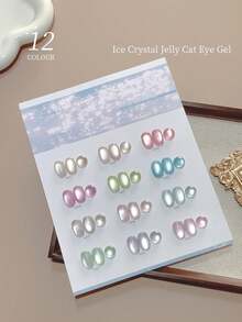 annies 5g 12 Colors Ice Crystal Jelly Cat Eye Gel Polish, Holographic Shiny Cat Eye Gel, Soak Off UV LED Nail Art Gel For Salon Home DIY Manicure 1pc/12pcs - 彩色 - 查看 5