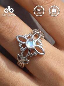 1 chiếc nhẫn nút thắt phù thủy bằng bạc Sterling S925, trang sức dành cho nữ, thích hợp để trang trí hàng ngày, trang trí lễ Phục sinh, trang trí lễ hội âm nhạc, quà tặng lễ Phục sinh, quà tặng Giáng sinh, quà tặng đám cưới, đi kèm hộp quà - Nút thắt phù thủy đá mặt trăng - Xem 8