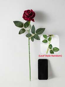 MEHELANY 5朵勃艮第酒红色人造丝绒玫瑰，逼真美观，适用于新娘捧花、情人节礼物、婚礼、派对、家居装饰、花瓶装饰、返校礼物 - 酒紅色 - 查看 4