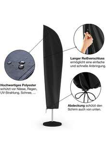 Outdoor Thick Beach Sunshade Umbrella Cover, Large Opening Patio Sun Umbrella Long Protective Cover, Anti-UV Anti-Rain Anti-Dust Protective Sleeve For Patio Umbrella - Black - View 5