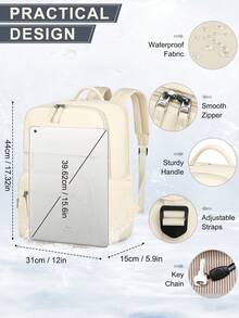 Backpacks For Women 15.6 Inches Waterproof Laptop Backpack Women's Backpack For University, Work, Travel, Beige - Multicolor - View 3