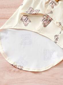 Bear Pattern Cute Bow Tie Spring And Autumn Pet Puppy Kitten Clothes Shirt One Piece - Beige - View 7