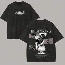 Edición limitada Espada de Asta - Camiseta ligera de lavado ácido con estampado doble de gran tamaño de Black Clover Anime, regalo para amantes del anime - Negro - Ver 1