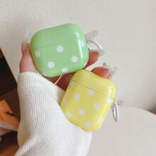 Big Polka Dot Print Design Earphone Case, Minimalist Fashion Earphone Cover, IMD Earphone Shockproof Case, Suitable For AirPods 1/2/3/4/Pro - Green - View 8