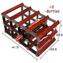 Botelleros de pie Independientes de Madera y Acero metálico Armario de Vino Natural Decoración de Almacenamiento Estante de Vino Diseño Retro Organizador de Botellas de Vino - como en la foto - Ver 3