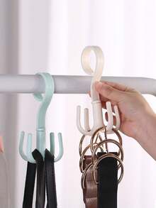 2 piezas Percha multifunción de 5 ganchos, organizador de armario ahorra espacio, puede colgar corbatas, cinturones, bufandas, bolsos, rotación de 360°, sin necesidad de taladrar, diseño minimalista blanco, se adapta a varios armarios - Multicolor - Ver 5