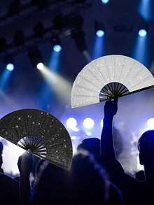 Quạt cầm tay bóng bẩy dành cho nữ, quạt gấp cỡ lớn kiểu tiệc tùng, quà tặng chủ đề sinh nhật, biểu diễn, lễ hội, dạ hội, bán sỉ - Nhiều màu - Xem 6