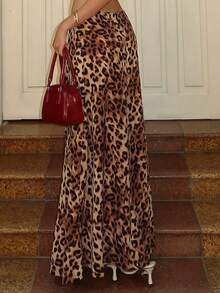 Chân váy ngắn cạp thấp họa tiết da báo thời trang dành cho nữ, chân váy chữ A thoải mái cho kỳ nghỉ hè/xuân ở bãi biển. - Nhiều màu - Xem 3