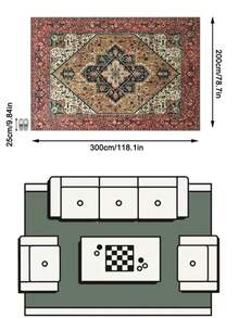 1pc Vintage Persian-Bohemian Classic Floral Rug/Carpet/Area Rug/Doormat, Soft Faux Wool, Suitable For Bathroom, Kitchen, Entryway, Hallway, Bedside, Living Room, Bedroom, All Season Machine Washable, Home Decor - Multicolor - View 15