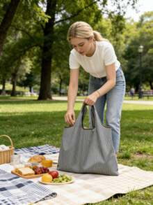 1Pc Women Foldable Tote Bag, Large Capacity Reusable Shopping Bag, Multi-Style Versatile Design, Washable & Lightweight, Simple Classic Style, Convenient Open/Close, Multi-Functional For Commute, Travel, Shopping & Daily Use, Comfortable, Easy To Clean, Perfect All-Match Fashion Bag For Various Occasions - Handbag - View 5