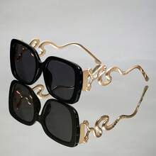 Vintage Gothic Double-Headed Snake Fashion Glasses, Suitable For Women And Men - Black Metal Frame, Purple Lenses, Ideal For Parties, Performances, And Everyday Fashion. - Họa tiết da báo đen - Xem 2