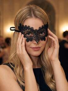 1/3/5/10 Pieces Women's Lace Masquerade Mask, Sexy Vintage Style, Cut-Out Floral Pattern Half-Face Mask With Ribbons, Suitable For All Seasons, Valentine's Day Costume - A - View 7