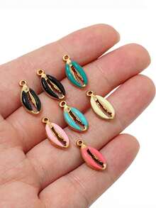 10个/20个/50个/100个随机混合3D珐琅贝壳吊坠配件，DIY项链手链耳环手工小饰品配件 - 鉗子 - 查看 1