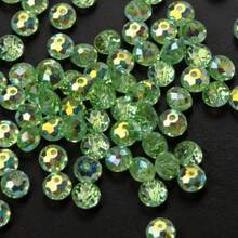 100pcs 8mm High Quality Glass Crystal Beads, Flat Round Loose Beads, Suitable For DIY Bracelet And Necklace Jewelry Making - Green - View 6