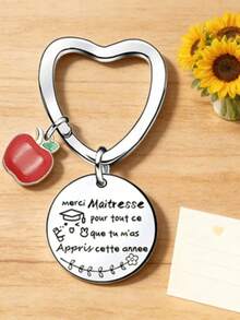 Personalized Teacher Keychain, Ideal Gift For Teachers, Graduation, Birthday, Christmas, Casual, Party, Cute, Street, Elegant, Zinc Alloy, Teacher's Day - Silver - View 6