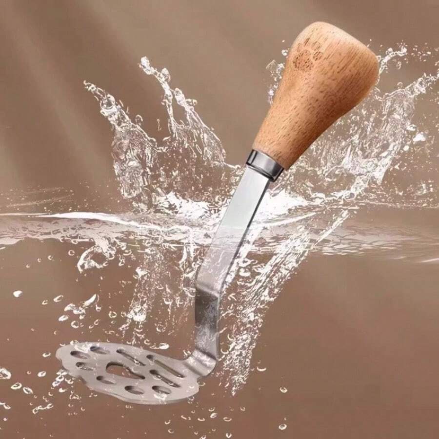 1个熊形不锈钢土豆捣碎器，立式食物压榨器，可用于捣碎鸡蛋和土豆，多功能滤勺 - 彩色 - 查看 1