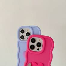 Wavy Edge 3D Heart Phone Case For IPhone 17/16/15/14/13/12 Pro Max 11, Soft Silicone Protective Cover - Purple - View 4