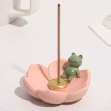 1pc Floral & Animal Shaped Cute Incense Burner, Zen Desktop Tea Pet Decor - Flower Style - View 3