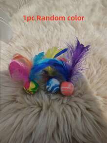 逗猫棒 & 圣诞猫玩具，猫咪自娱球，三层轨道，趣味互动宠物玩具，猫咪用品，羽毛球颜色随机，适合幼猫和成猫 - 彩色 - 查看 10