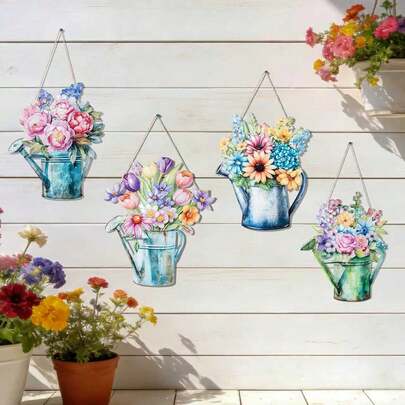 Metal Hanging Flower Wall Decor, Vintage Farmhouse Porch Decoration For Indoor And Outdoor, Gift For Mom, Women And Friends