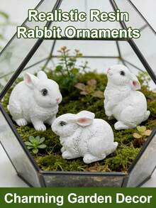 Mini Rabbit Decor, Easter Bunny, Outdoor Garden Ornament Set, Resin Rabbit Sculpture, Garden Animal Statue, Rabbit Figurine For Home Garden Easter Decoration, Best Gift - 1PC - View 2