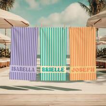 1pc 29″X58″ 31″X71″ Personalized Groovy Striped Beach Towel: Custom Bachelorette Party Gift - Kiểu-1 - Xem 4