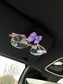 Creative Bowknot Car Glasses Clip, Sun Visor Mounted Fashion Glasses Storage Holder With Magnetic Attraction (Glasses Not Included) - A - View 13