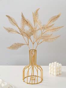 3PCS Artificial Golden Twigs, Plastic Fake Twigs, Home Decoration Plant Branches Used For Family Wedding Table Center Holiday Decoration, Wedding Decoration - Gold - View 1