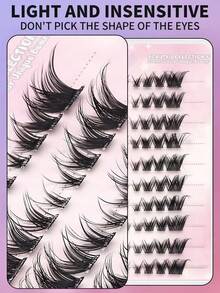 80 miếng nối mi giả không cần keo, mi giả tự dính, vẻ ngoài tự nhiên, mi cong chữ C, từng sợi riêng lẻ, trông tự nhiên và bền lâu, siêu nhẹ, cực mềm, dụng cụ trang điểm có thể tái sử dụng, phù hợp cho cuộc sống hàng ngày và các dịp khác. - C - Xem 4