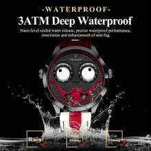 POEDAGAR 男士嘻哈休闲小丑造型个性化石英表，表盘设计独特新颖 - 白色 - 查看 3