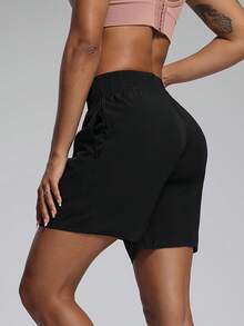 Women's 2-Pack Plus Size Casual Sports Shorts, Solid Color With Pocket, Comfortable Breathable Loose Shorts For Cycling, Running & Fitness - 彩色 - 查看 4