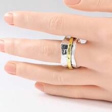 Handmade Hammered Wavy Ring Accessory, With Anti-Pressure Function, Rotatable, A Fashionable Handcrafted Jewelry Stress Relief Item - Two-color - View 3